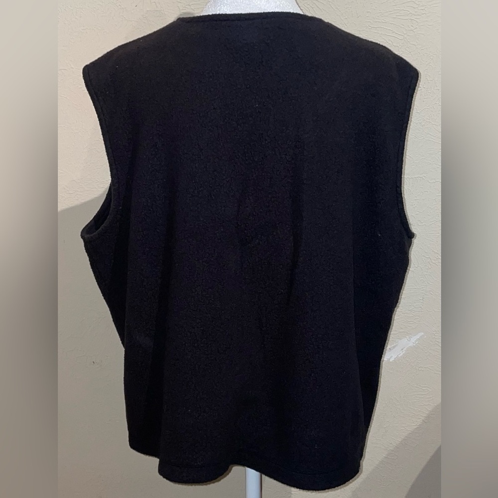 Bechamel Vintage Women’s Size L Christmas Black Fleece Vest Ugly Sweater Santa - Picture 2 of 11